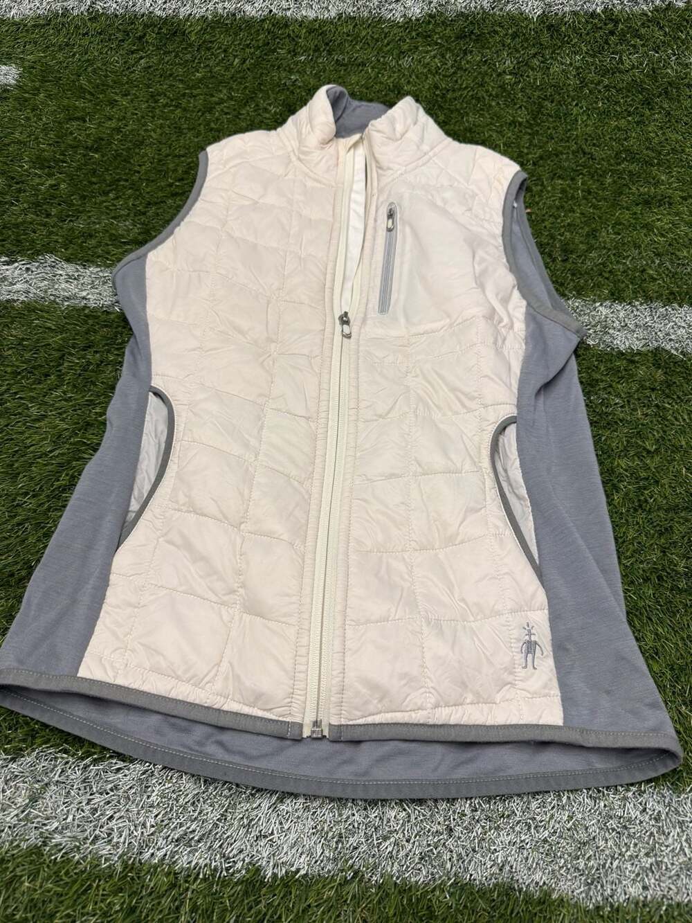 Smartwool Women's PhD Smartloft Divide Insulated Full-Zip Vest Cream Gray Size S